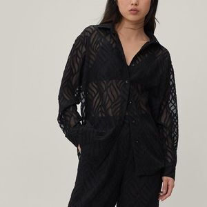NastyGal Textured Oversized Button Down